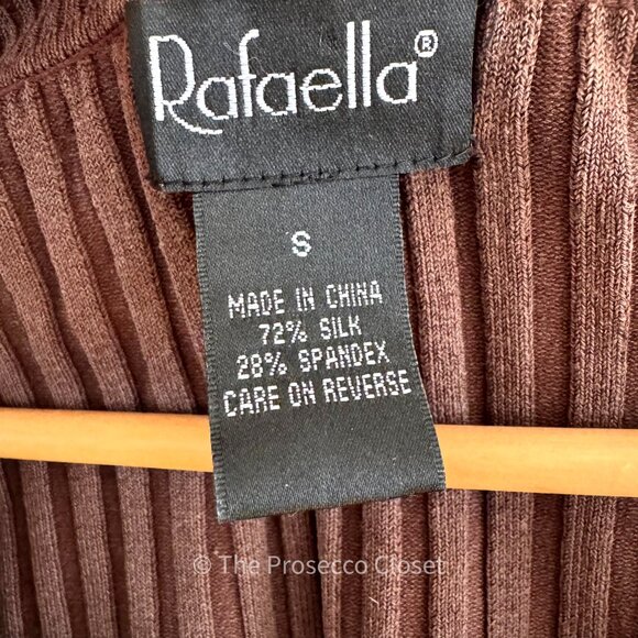 Y2K Vintage Rafaella Silk Blend Chestnut Brown V Neck Sweater (S) - Picture 3 of 4